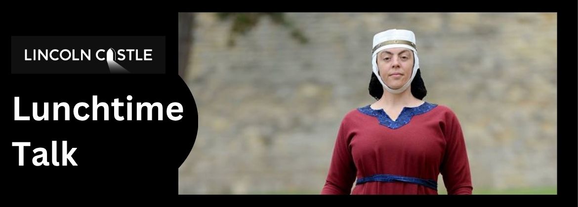 A photograph of a reenactor portraying Nicholaa de la Haye who is the subject of the Lunchtime Talk