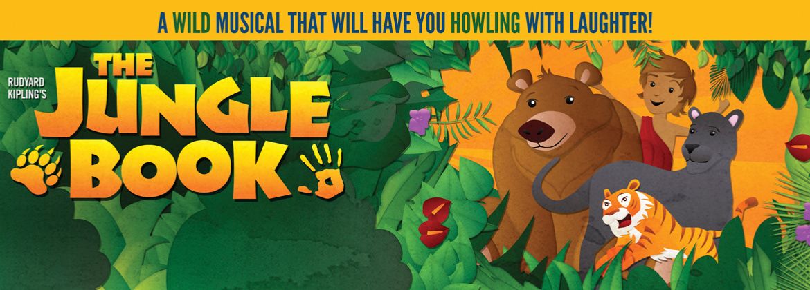 Cartoon animals with The Jungle Book words written to advertise the outdoor theatre performance