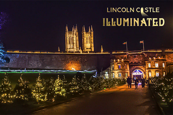Lincoln Castle illuminated at night
